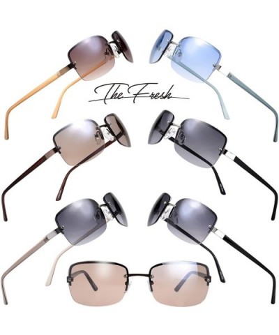 Minimalist Semi-rimless Rectangular Sunglasses for Men Women - Exquisite Packaging - C218Y6O34GA $7.32 Rectangular