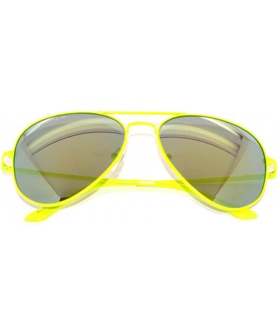 Classic Aviator Style Colored Lens Sunglasses Colored Metal Frame UV 400 - Green-yellow Frame Mirrored Lens - CW11SUW3GPX $6....