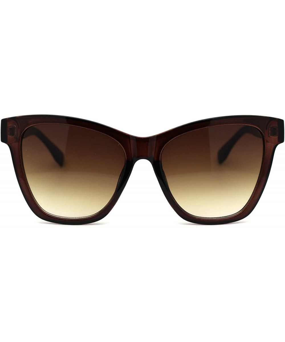 Womens Thick Horn Rim Oversize Retro Fashion Sunglasses - All Brown - C218YTHX3NT $6.94 Oversized
