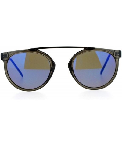 Arched Bridge Top Round Aviator Sunglasses Unique Fashion Mirror Lens - Slate (Blue Mirror) - CR187NNL8ML $7.50 Aviator