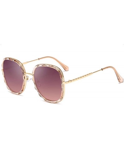 Sunglasses Euro-American sunglasses Metal Wave Mirror Circle Frame Anti-ultraviolet - E - CL18Q70STWL $19.81 Oversized