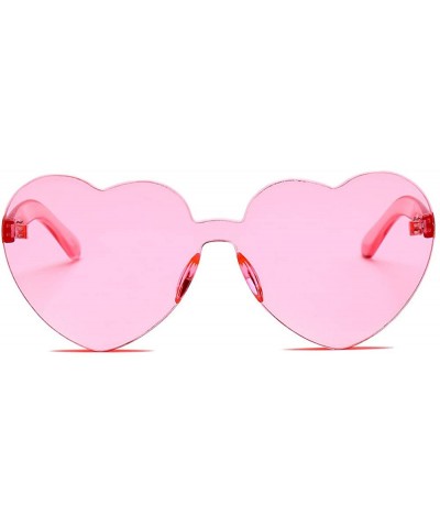 Women Fashion Heart-shaped Shades Sunglasses Integrated UV Candy Colored Glasses - B - CJ18MHN5ASD $7.83 Square