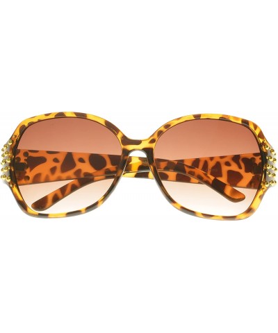 Studded Square Sunglasses - Leopard - CL11O10FX3V $7.34 Wayfarer