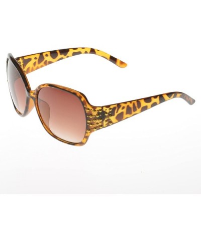 Studded Square Sunglasses - Leopard - CL11O10FX3V $7.34 Wayfarer
