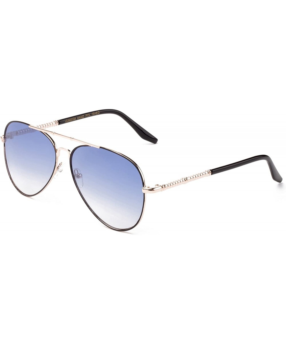 "Bronson" Modern Pilot Style Fashion Sunglasses - Gold/Blue - C512MCS6O13 $7.82 Aviator