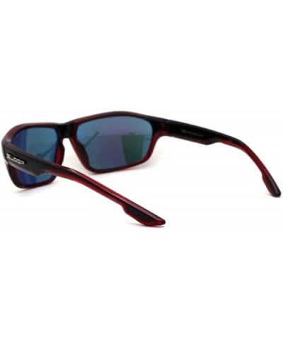 Xloop Mens 2 Tone Plastic Rectangular Sport Warp Sunglasses - Red Black Orange Mirror - CV1966WY245 $6.88 Sport