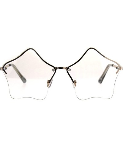 Star Shape Sunglasses Glasses Cute Stars Lens Half Rimless Frame UV 400 - Clear - CO180R47D79 $7.34 Oversized