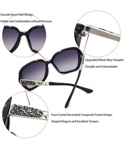 Oversized Sunglasses for Women Polarized UV Protection Classic Fashion Ladies Shades - L2-black Frame/Gray Lens - CR185K2SS3E...