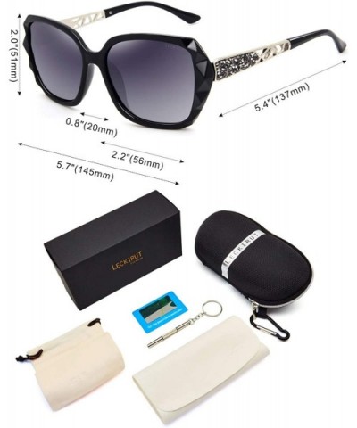 Oversized Sunglasses for Women Polarized UV Protection Classic Fashion Ladies Shades - L2-black Frame/Gray Lens - CR185K2SS3E...