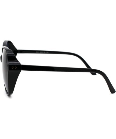 Womens 90s Side Visor Butterfly Plastic Sunglasses - All Black - CV18UULQW9X $7.60 Oversized