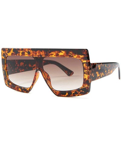 Fashion Women Flat top sunglasses Ultralight oversized frame Mens Goggle UV400 - Leopard - CI18RX5K6W3 $8.13 Oversized