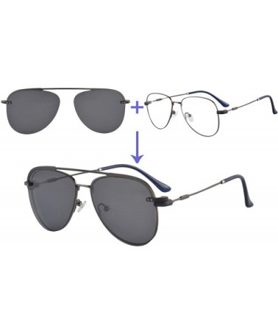 Anti Blue Light Hyperopia Glasses with Polarized Clip-on Sunglasses-LH3039 - C4 Gun - CK18U9ODHXX $34.63 Goggle