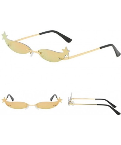 Vintage Irregular Shape Sunglasses With Little Star Decor Retro Style Glasses - F - CF196SO5KSH $5.82 Semi-rimless