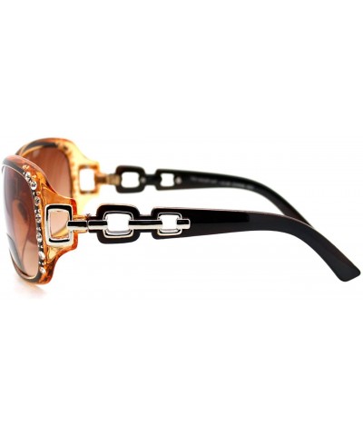 Womens Bifocal Lens Sunglasses Oversized Square Rhinestone Frame - Brown - CY126BK9HOT $6.58 Oversized