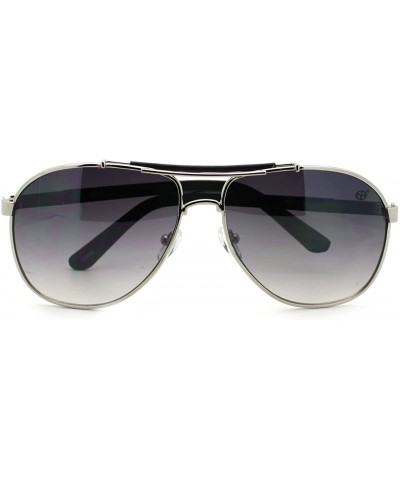 Square Aviator Sunglasses Designer Fashion Navigator Unisex - Black - CF11S2W5W0X $6.07 Square