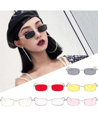 Women Sunglasses Square Shades Sunglasses Cat Eye Flat Lenses Street Fashion Metal Frame Sunglasses - B - CB195LMDTRZ $4.77 S...