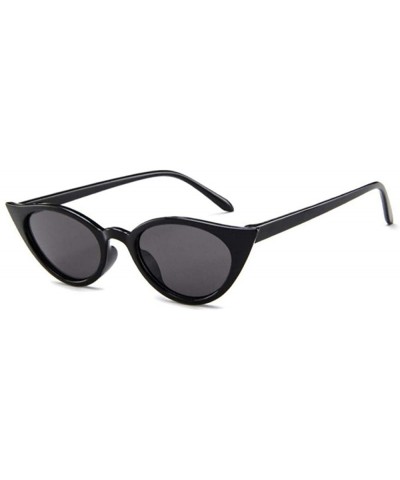 Vintage Cat Eye Sunglasses Women Small Oval Sun Glasses Ladies BLACK As Picture - Black - CO18XE0ZNEE $5.30 Cat Eye