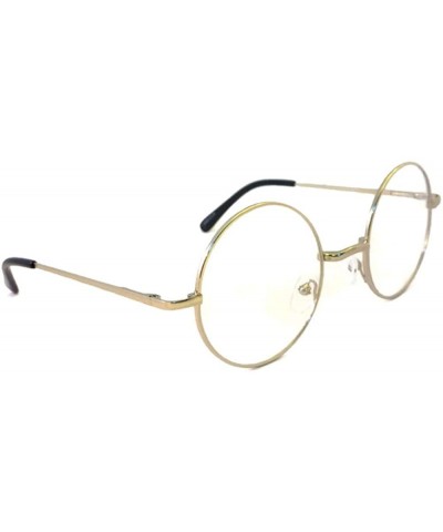 JOHN LENNON Vintage Round Retro Large Metal Frame Clear Lens Eye Glasses - Silver - C111LTT5AHF $7.56 Oversized