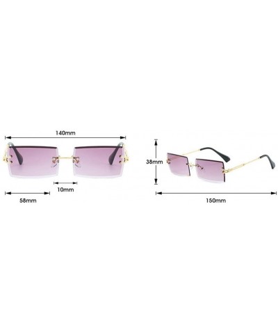 Fashionable Square Sunglasses with Small Sunglasses - Frameless Trimmed Eyes - 7 - CD190E2HQHG $31.68 Sport