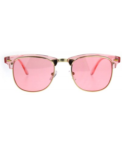 Pop Color Half Horn Rim Hipster 20s Rectangular Sunglasses - Pink - CB180GET54M $8.27 Rectangular