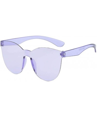 Colorful One Piece Transparent Sunglasses Unisex Retro Round Rimless Tinted Candy Color Eyewear - C0199HYHOXE $6.92 Rimless