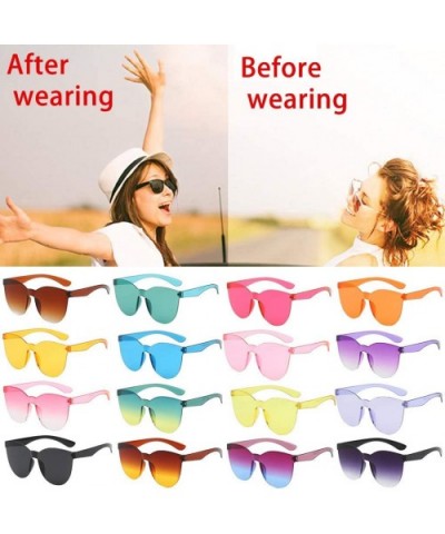 Colorful One Piece Transparent Sunglasses Unisex Retro Round Rimless Tinted Candy Color Eyewear - C0199HYHOXE $6.92 Rimless