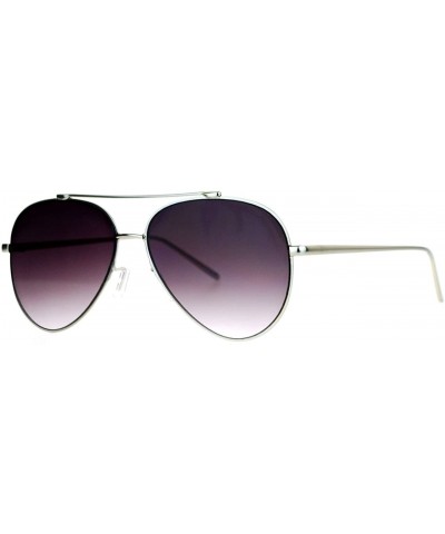 Super Flat Lens Aviator Sunglasses New Hipster Fashion Thin Metal Rim - Silver - CU12BPFGD4H $5.39 Aviator