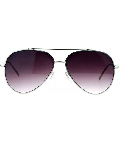 Super Flat Lens Aviator Sunglasses New Hipster Fashion Thin Metal Rim - Silver - CU12BPFGD4H $5.39 Aviator