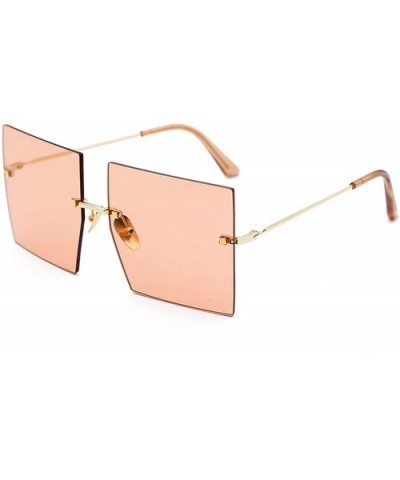 Square Frameless Sunglasses Women Luxury Vintage Sun Glasses Men Retro Oversized Personality Eyewear -Brown - CX198A9D74G $32...