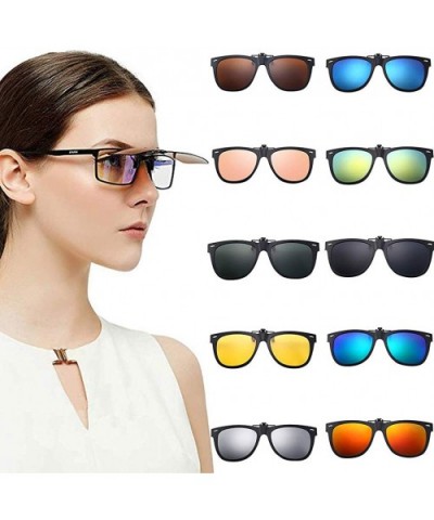 Unisex Polarized Clip-on Flip Up Metal Clip Rimless Sunglasses for Prescription Glasses - CS199HSR6XI $6.23 Square