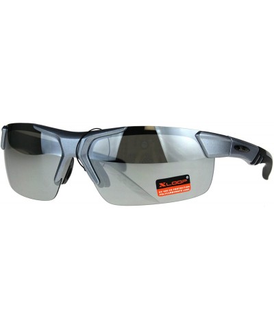 Xloop Sunglasses Mens Wrap Half Rim Sports Fashion Light Weight UV 400 - Silver - CK1802NRKAC $7.79 Sport