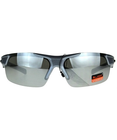 Xloop Sunglasses Mens Wrap Half Rim Sports Fashion Light Weight UV 400 - Silver - CK1802NRKAC $7.79 Sport