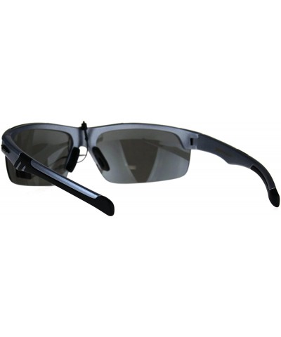 Xloop Sunglasses Mens Wrap Half Rim Sports Fashion Light Weight UV 400 - Silver - CK1802NRKAC $7.79 Sport