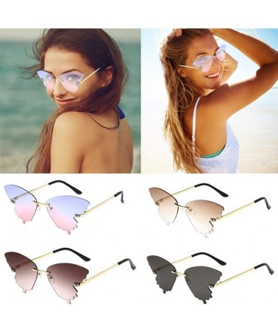 Summer Fashion Butterfly Sunglasses Gradient Butterfly Frame Irregular Shape Sunglasses Glasses Vintage Retro - B - CH19074TM...