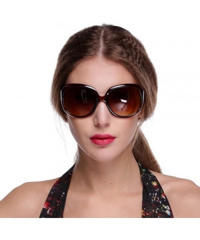 Women's Vintage Shades Fashion Oversized Glasses Sunglasses - Brown - C5197UA3GDD $11.12 Oversized