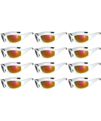 12 PCS Motorcycle Padded Foam Glasses Colored Lens Sunglasses Pink White Silver - 12-moto-white-red-mirror - CY18CZ8SLZA $28....