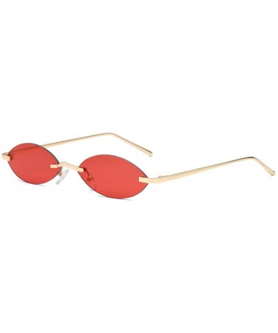 Unisex Fashion Metal Frame Oval Candy Colors small Sunglasses UV400 - Red - C918NELKQEM $7.21 Round