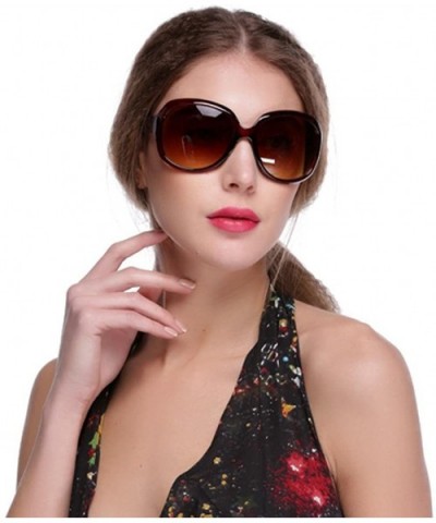 Women's Vintage Shades Fashion Oversized Glasses Sunglasses - Brown - C5197UA3GDD $11.12 Oversized