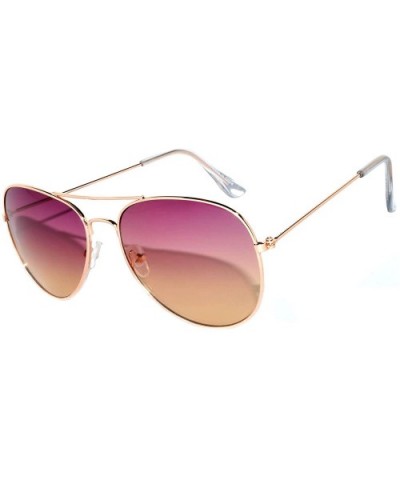 Aviator Women Men Metal Sunglasses Fashion Designer Frame Colored Lens - 064_c1_purple_brown - C8182DAWCZX $9.14 Oversized