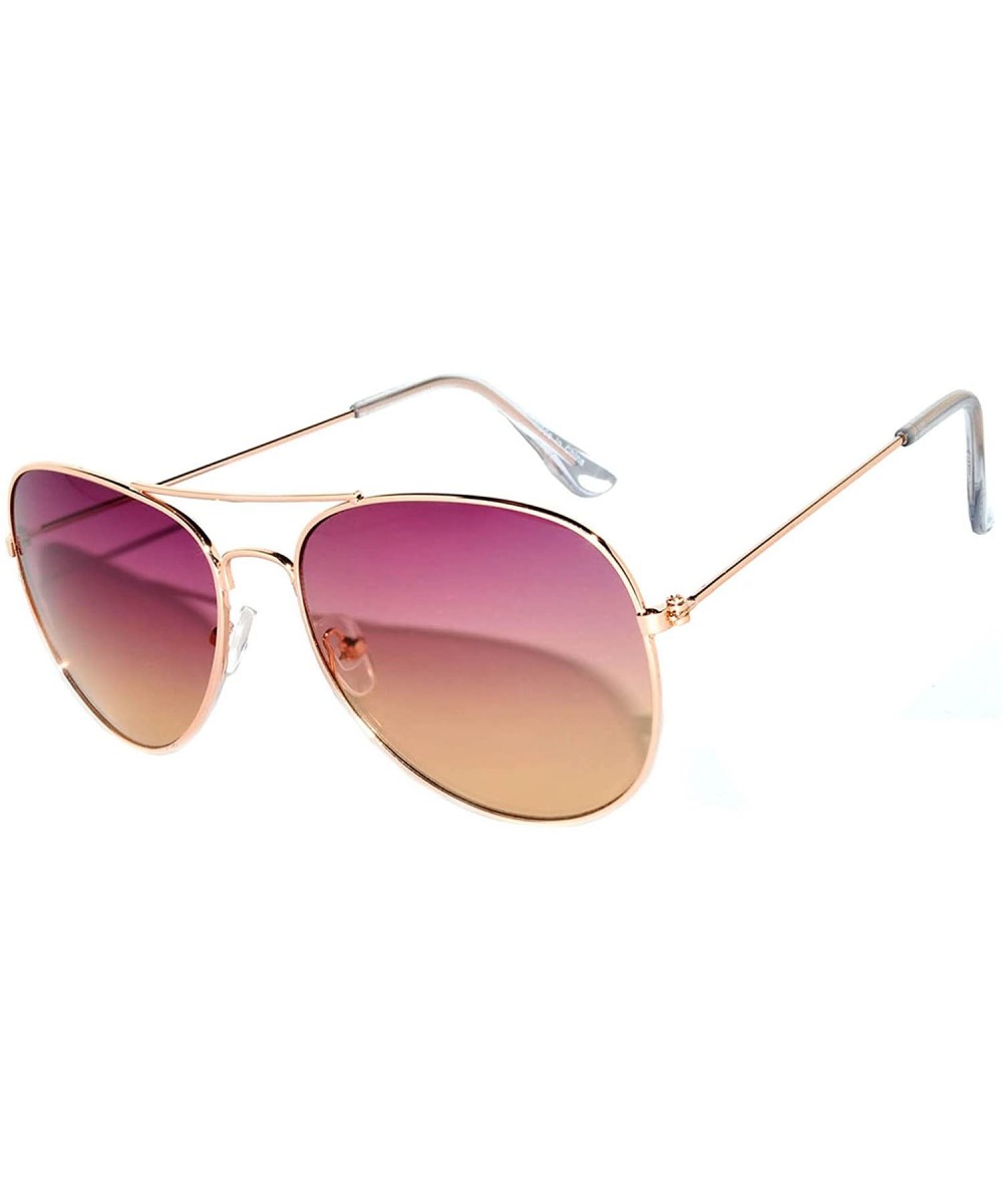 Aviator Women Men Metal Sunglasses Fashion Designer Frame Colored Lens - 064_c1_purple_brown - C8182DAWCZX $9.14 Oversized