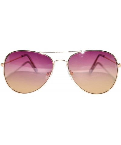 Aviator Women Men Metal Sunglasses Fashion Designer Frame Colored Lens - 064_c1_purple_brown - C8182DAWCZX $9.14 Oversized