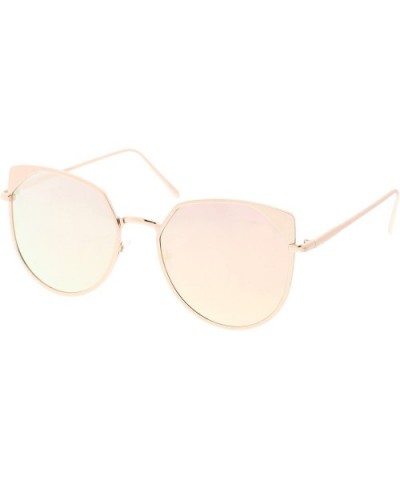 Women's Oversize Pink Colored Mirror Flat Lens Cat Eye Sunglasses 59mm - Gold / Pink Mirror - CL183CXZGXG $7.84 Cat Eye