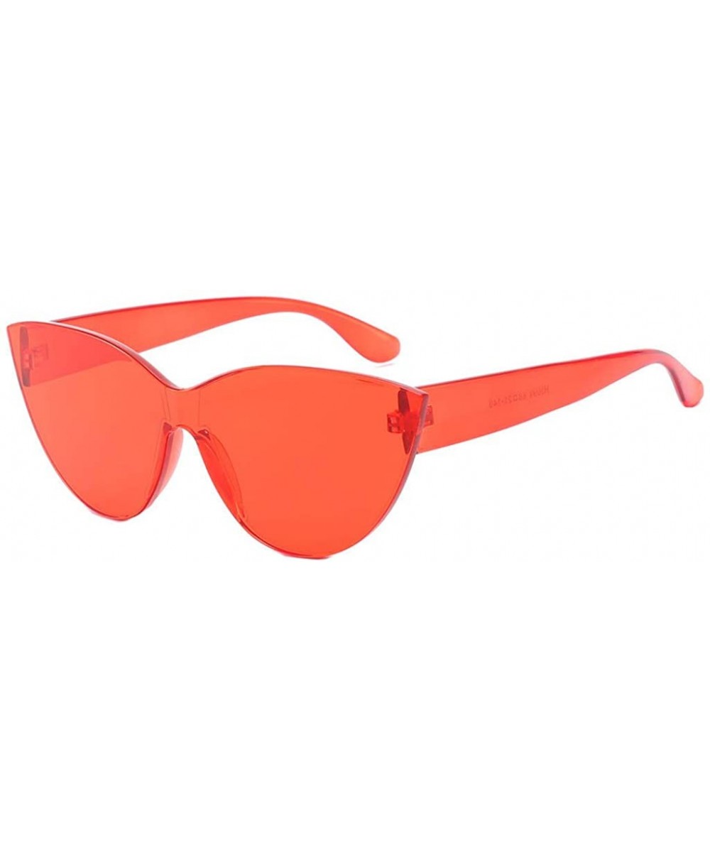 Colorful Transparent Cat Eye Sunglasses For Women Candy Colored Glasses Outdoor Eyewear Stylish Eyeglasses - Red - CX18RUZQ9O...