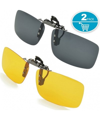 Clip-on Sunglasses- Unisex Polarized Frameless Rectangle Lens - Black+yellow - CS12G8WCWR9 $7.77 Round