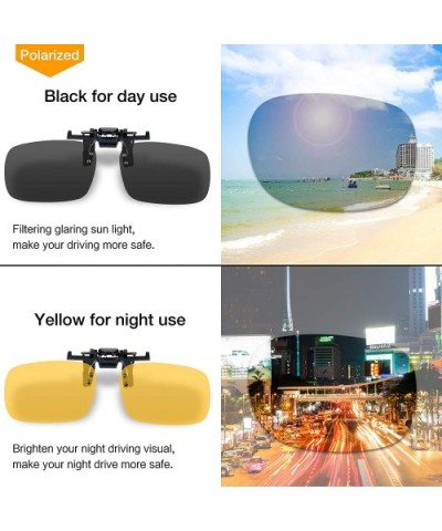 Clip-on Sunglasses- Unisex Polarized Frameless Rectangle Lens - Black+yellow - CS12G8WCWR9 $7.77 Round