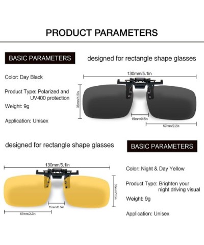 Clip-on Sunglasses- Unisex Polarized Frameless Rectangle Lens - Black+yellow - CS12G8WCWR9 $7.77 Round