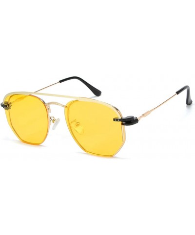 Polarized Clip on Sunglasses Square Men Woman Eyeglasses Metal Frame Driving - Gold With Yellow - C018Z3UM8MR $8.91 Square