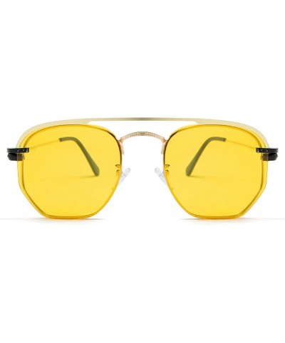 Polarized Clip on Sunglasses Square Men Woman Eyeglasses Metal Frame Driving - Gold With Yellow - C018Z3UM8MR $8.91 Square