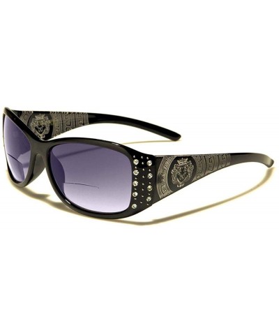 Womens Designer Bifocal Sunglasses with Rhinestones - Hard Case Included - Black - C411W2OPV35 $13.41 Sport