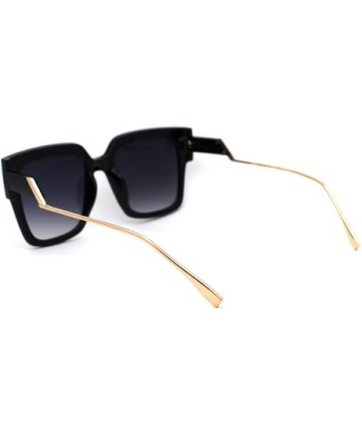 Womens Crooked Arm Bolt Arm Squared Thick Butterfly Sunglasses - Black Gold Smoke - C018Z6TX87I $11.36 Butterfly